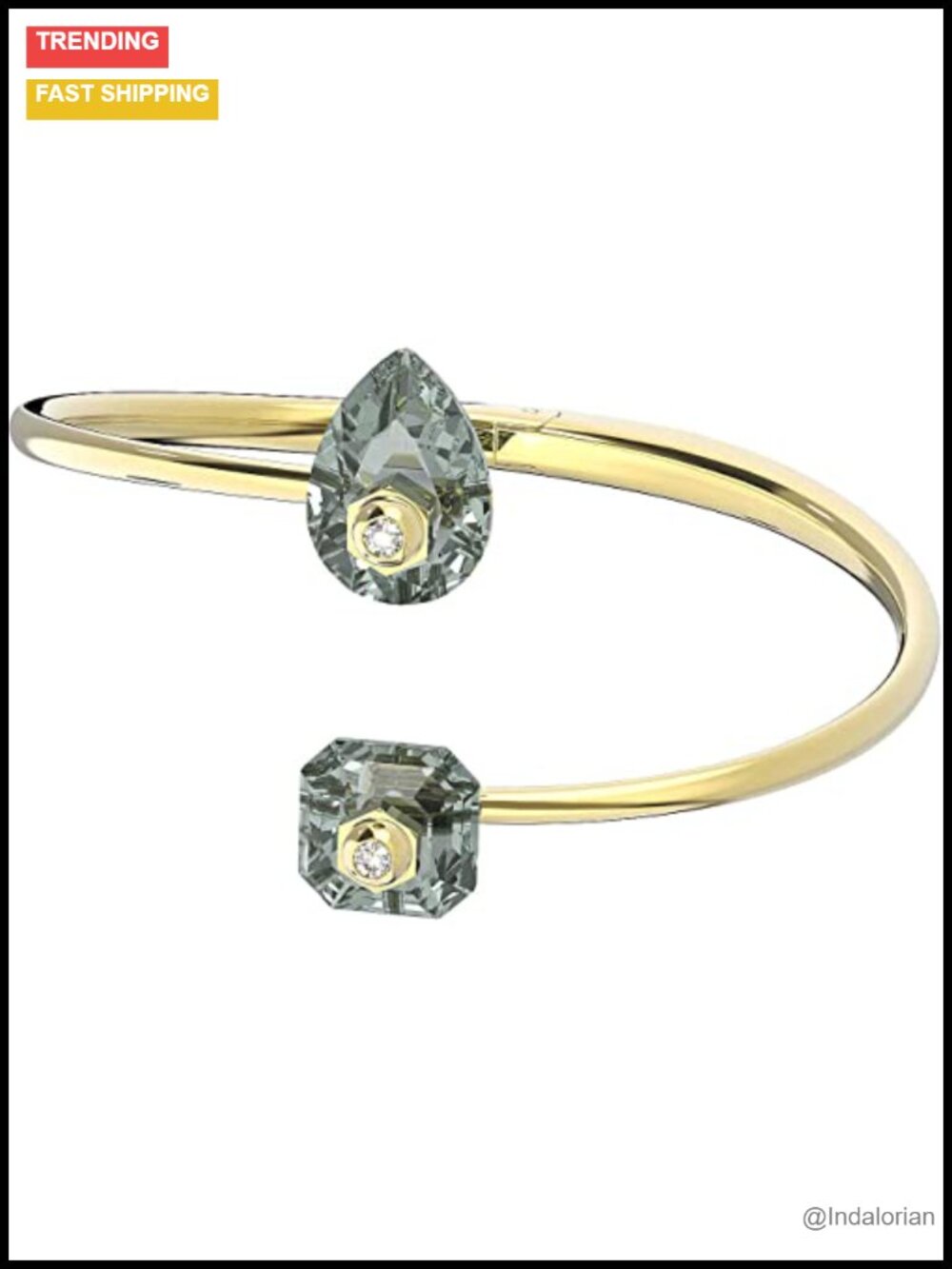 Swarovski Numina Bangle Bracelet Gold Tone Finish Crystal Cuff Jewelry